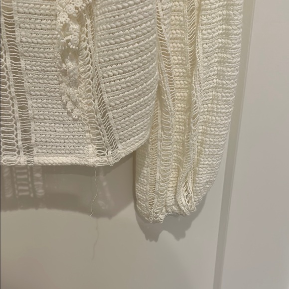 Sezane White Ruffled Fitted Long Sleeve Blouse - Picture 4 of 8